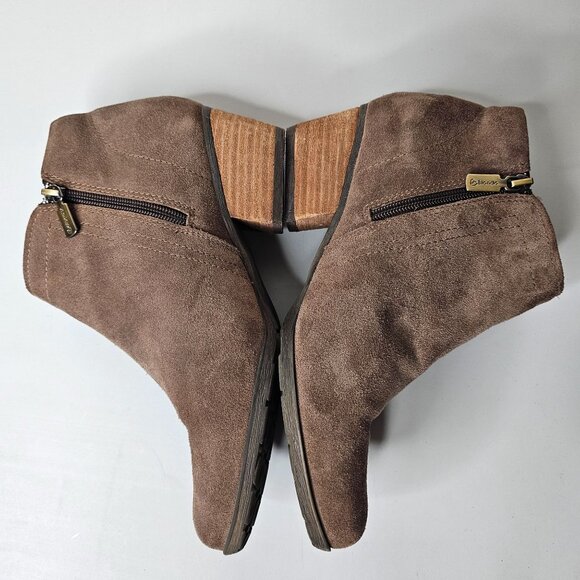 Blondo 9.5 Brown Valli 2 Suede Leather Ankle Booties Waterproof Low Heel Boots - Picture 6 of 10